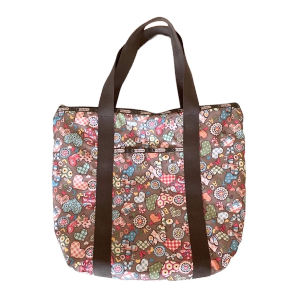 Rare LeSportSac Zip Top Gray Tote Bag Butterfly